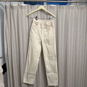 Re/Done High Rise Stove Pipe Women Jeans in Vintage White